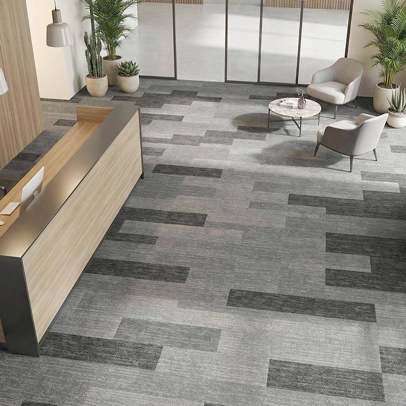 british carpet mill autumn grey and dark grey patterned carpet in office