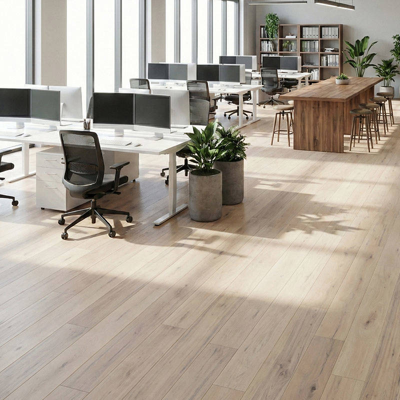 SH Cotton White Engineered Decorum Wood Flooring Office