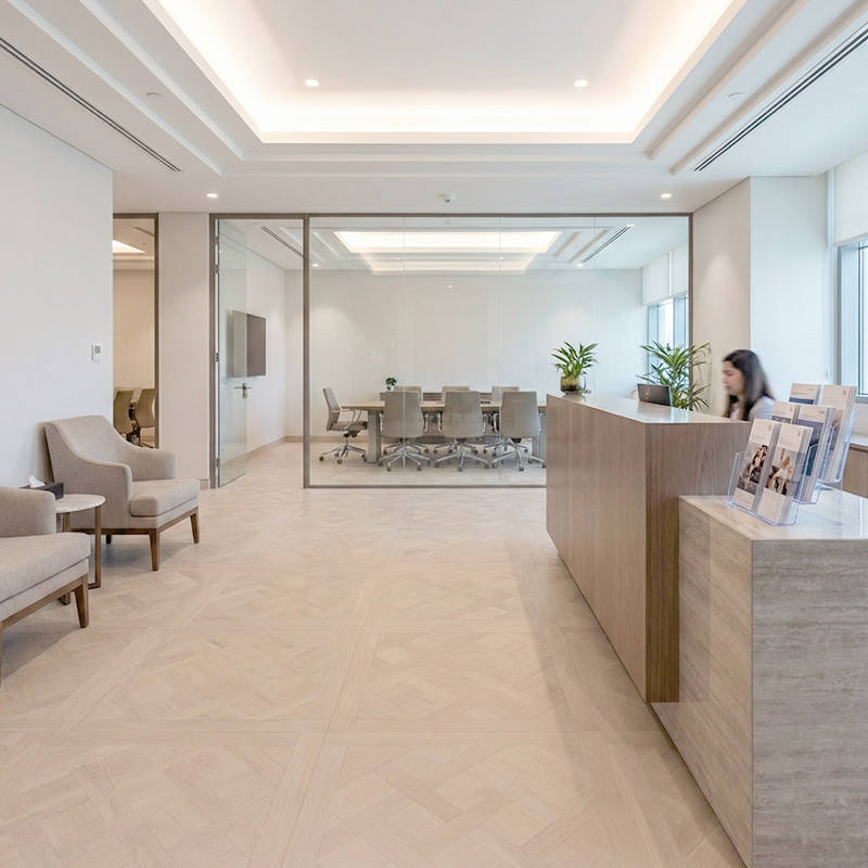 RP Chelsea Square Versailles Steel 22 Parquetry Wood Flooring Office Reception Boardroom