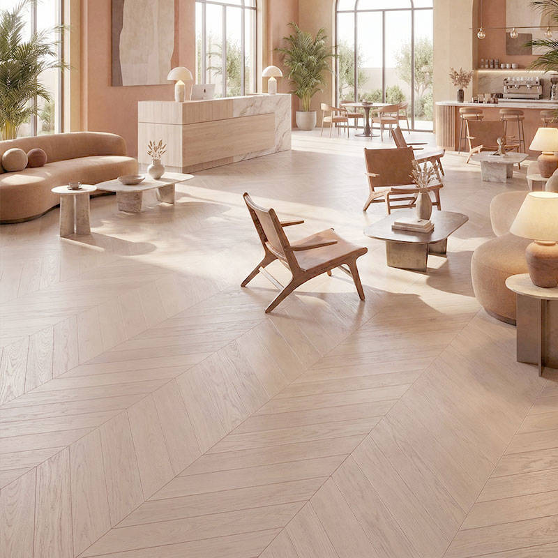 RP Chevron Dove 14 Engineered Wood Flooring Hotel Reception