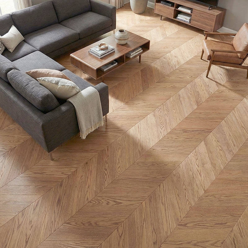 SH Castle Brown 06 Engineered Chevron Wood Flooring Familyroom