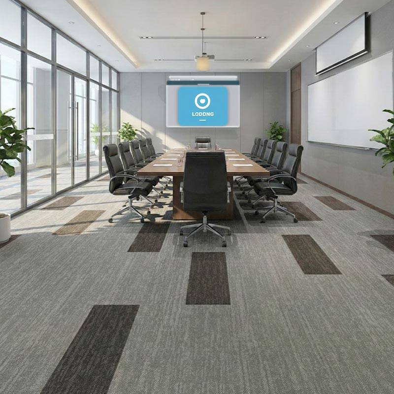 british carpet mill dark grey autumn patterned carpet tiles in spacious boardroom