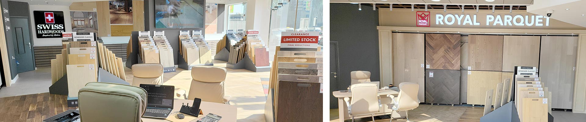 dubai marina floorworld llc showroom with sample products on display