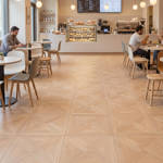 RP Chelsea Square Elegant Wave Cedarstone 11 Parquetry Wood Flooring Cafe Sitting Area