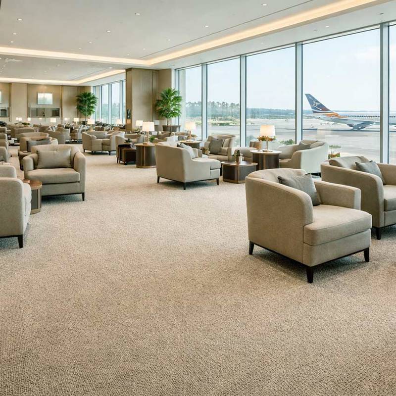 Wall To Wall Carpet For Luxurious Airport Lounge With Runway View CRP BEAUL FAYE