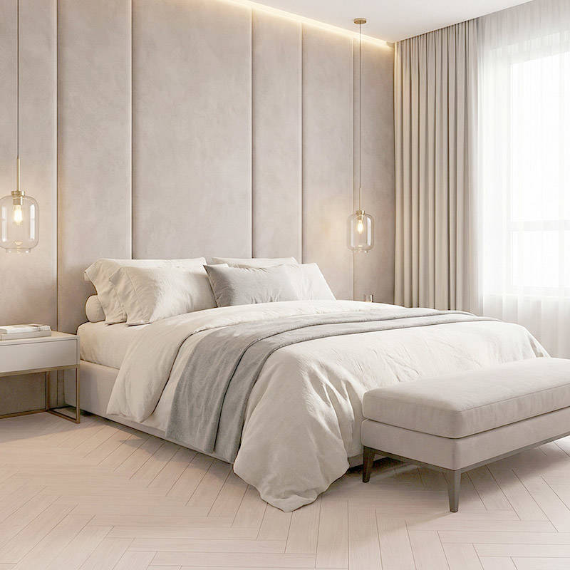 RP Boa Hybrid Herringbone Mist 07 Bedroom Enginrred Wood Flooring