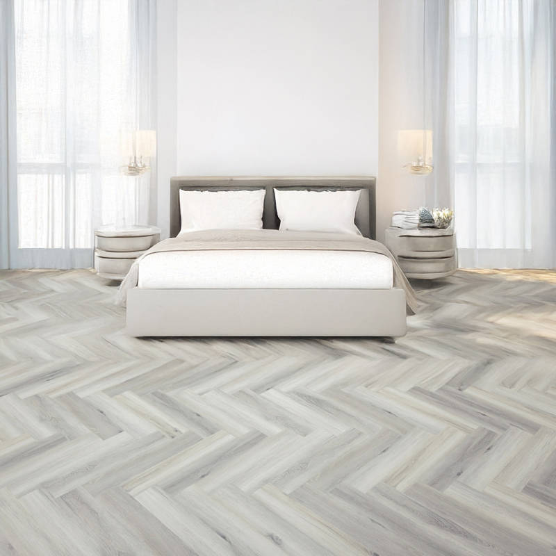 Soft Classic Oak Vinyl Click Herringbone Bedroom