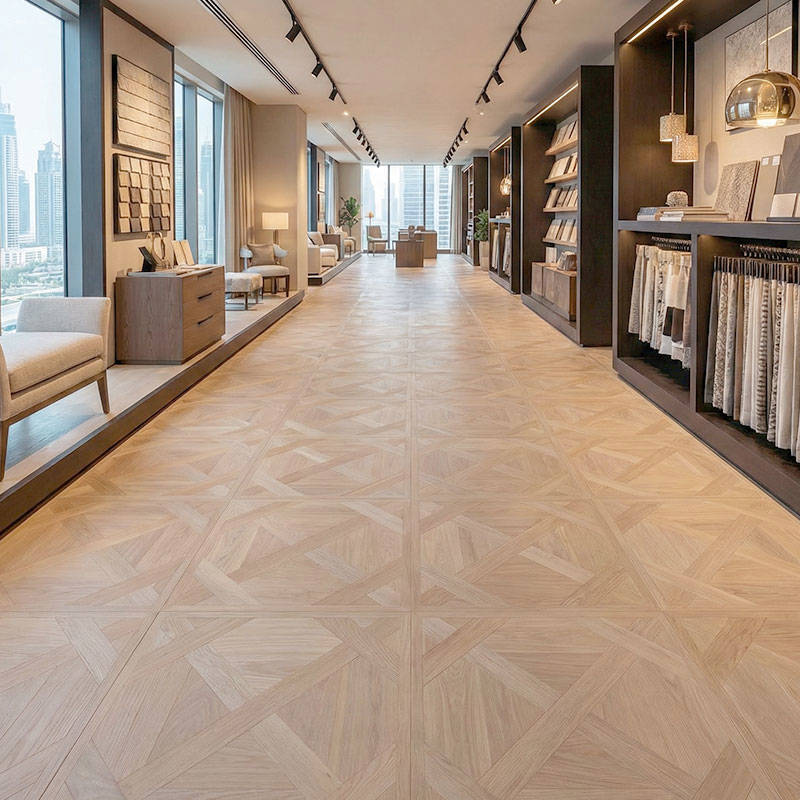 RP Chelsea Square Elegant Wave Dove 14 Parquetry Wood Flooring Showroom