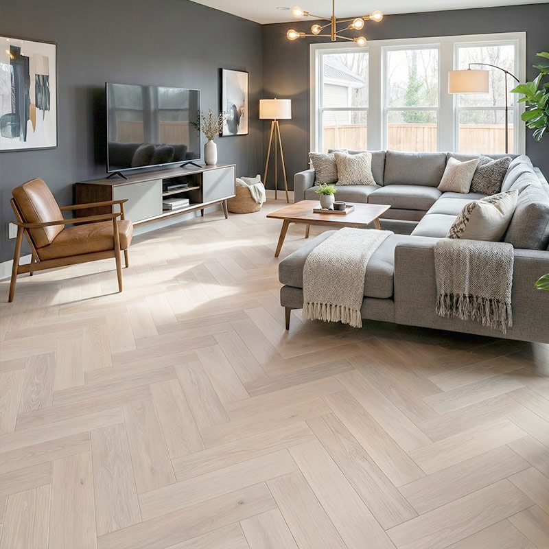 royal parquet classic linen wood parquet herringbone flooring in living area