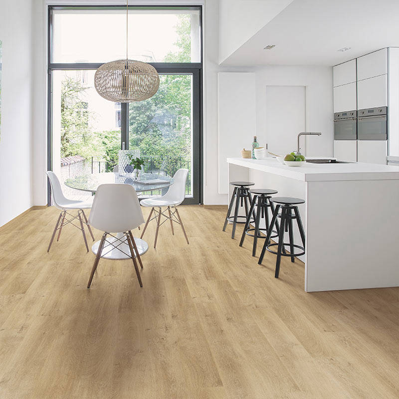 eligna quick step venice oak natural laminate flooring in open plan dining space
