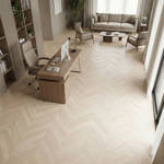 SH Cotton White Engineered Chevron Wood Flooring Reception Office