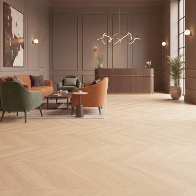 RP Chevron Butterscotch 19 Engineered Wood Flooring Reception