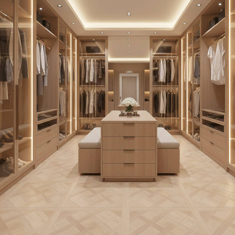 RP Chelsea Square Versailles Dove 14 Parquetry Wood Flooring Dressingroom
