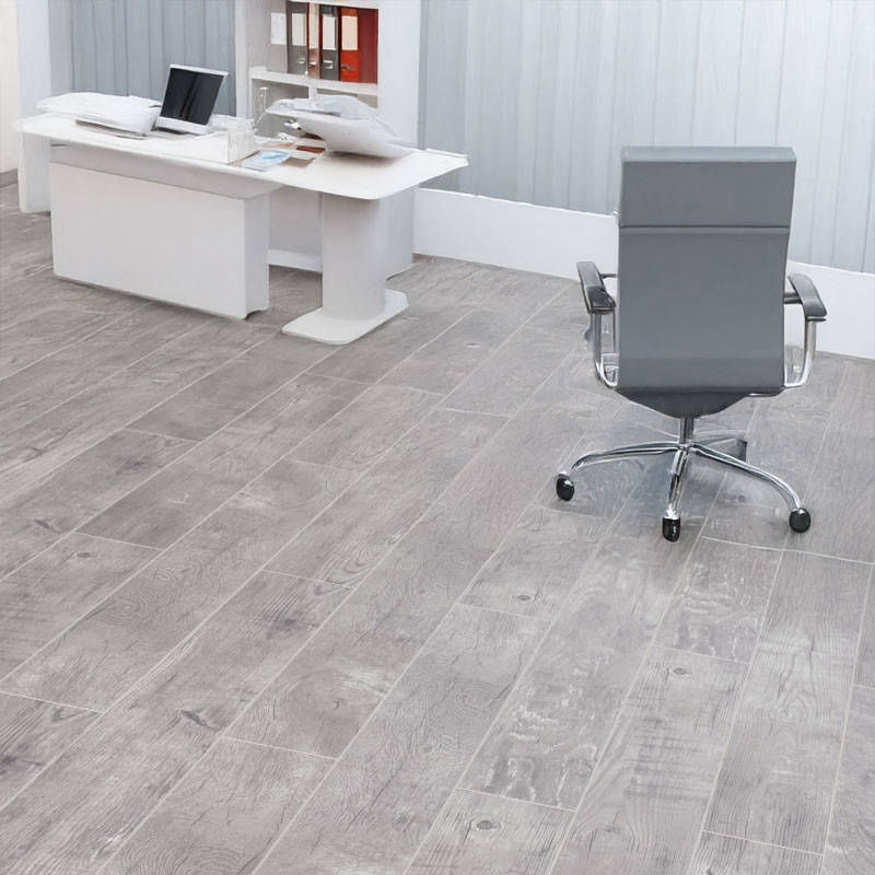white rustical gerbur verdi laminate flooring in home office