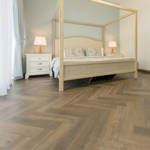 Classic Brown Oak Vinyl Click Herringbone Modern Bedroom