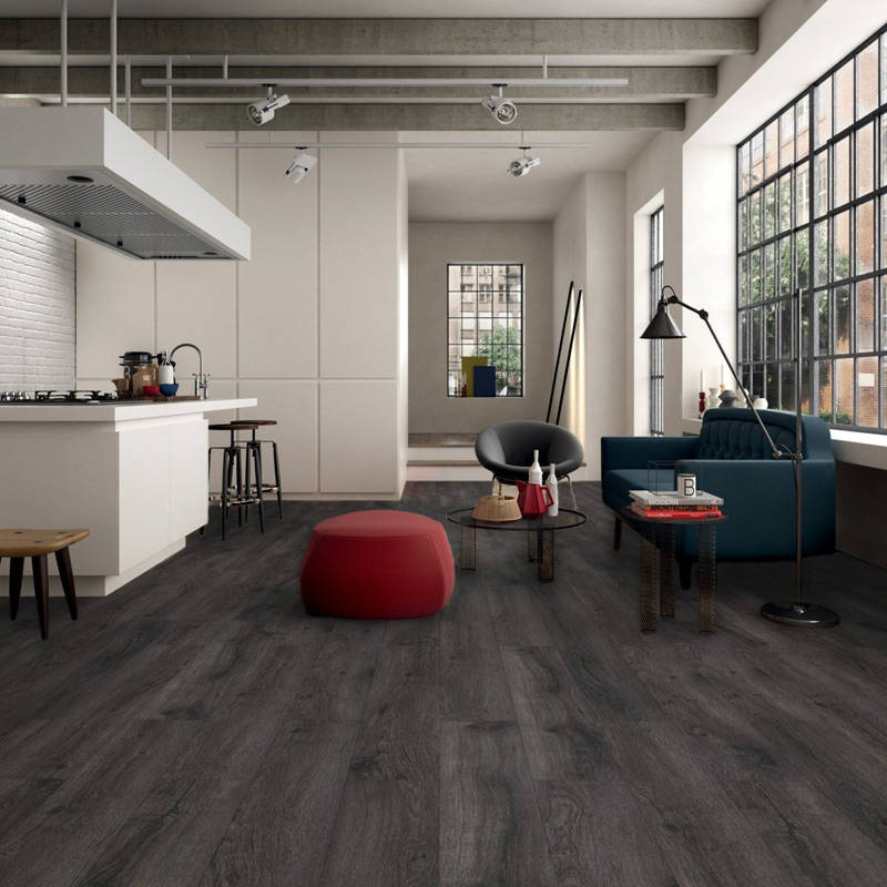 gerbur ultra raven oak laminate flooring in open plan space