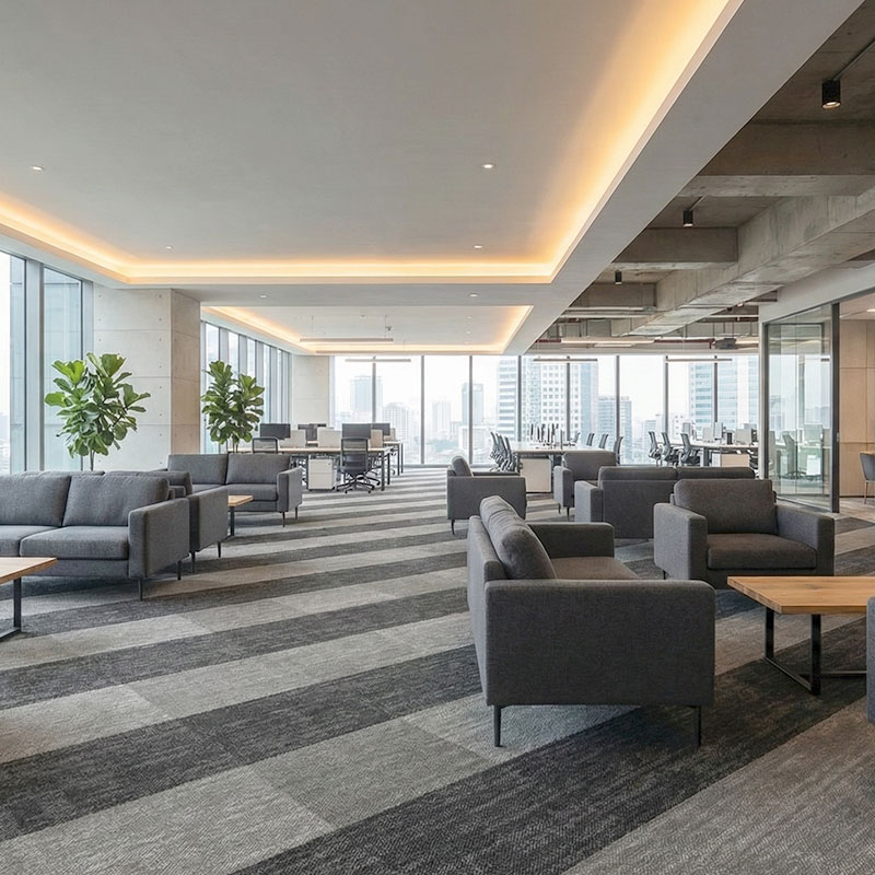 british carpet mills autumn blue and grey carpet in office reception lobby area