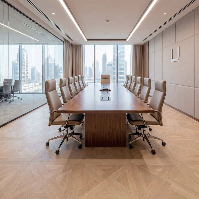 RP Chelsea Square Elegant Wave Sandstone 10 Parquetry Wood Flooring Office Boardroom