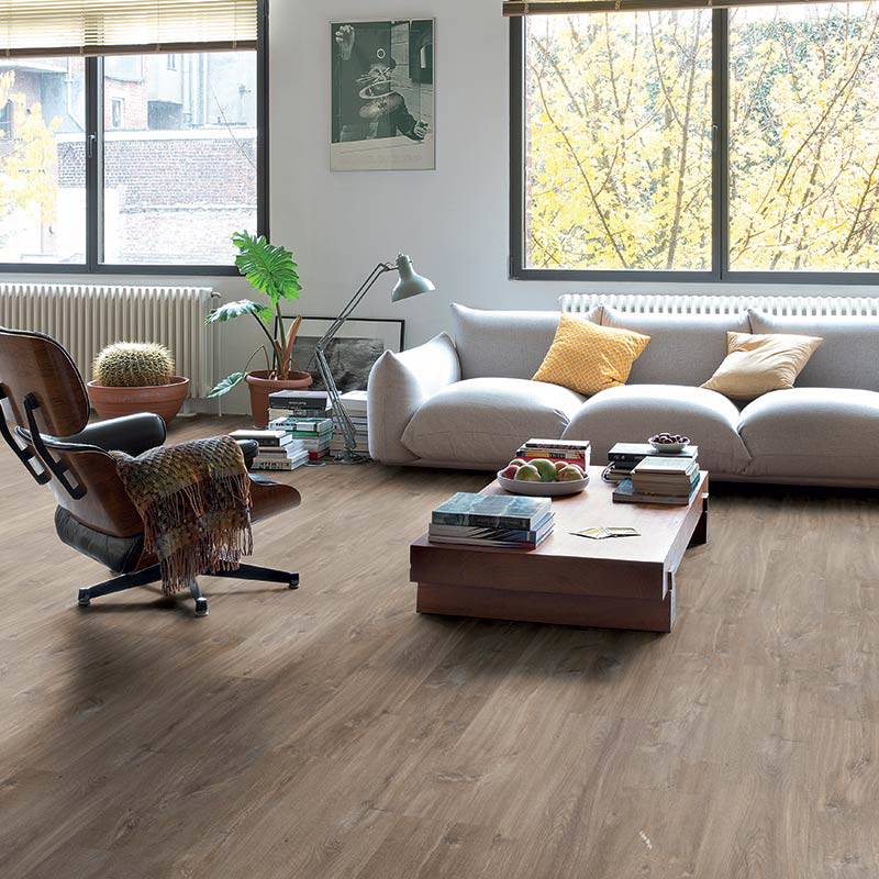 QS Balance Canyon Oak Dark Brown With Saw Cuts Living Room