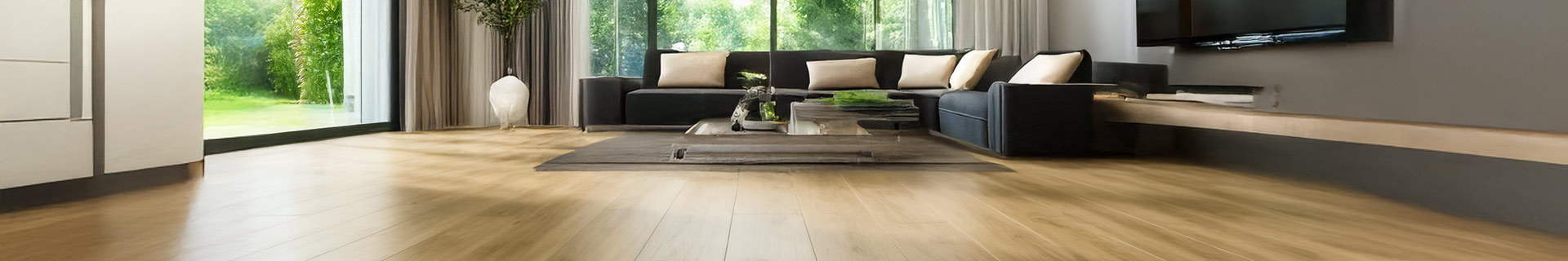 living room with luxury vinyl flooring, underlay, skirting boards, and solid reducer from aqua vinyl click lvt flooring range