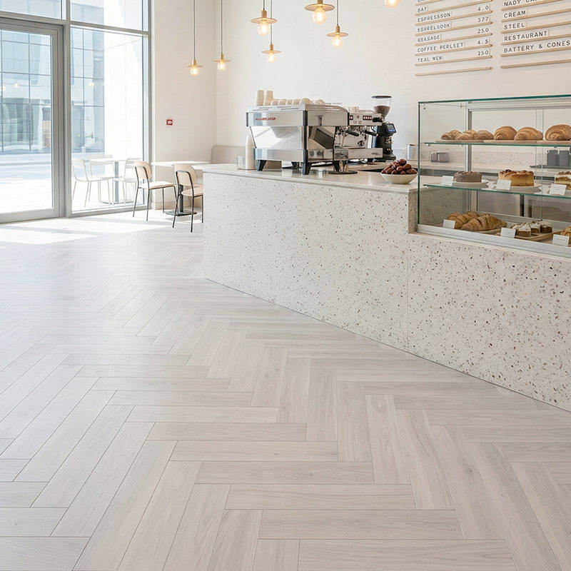 RP Boa Hybrid Herringbone Steel 22 Engineered Wood Flooring Cofee Shop Flooring