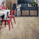 QS Balance Canyon Oak Light Brown With Saw Cuts Vinyl Click Kitchen Mother Kid