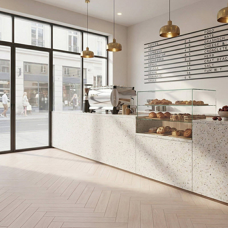 RP Boa Hybrid Herringbone Mist 07 Coffee Shop Enginrred Wood Flooring