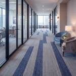 british carpet mills blue and grey patterend carpet tiles in office hallway