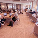 RP Chelsea Square Versailles Cinnamon 21 Parquetry Wood Flooring Cafe Sittingarea
