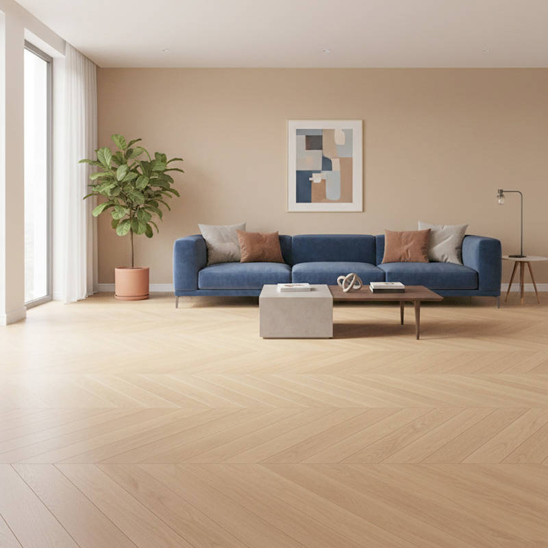 RP Chevron Butterscotch 19 Engineered Wood Flooring Livingroom