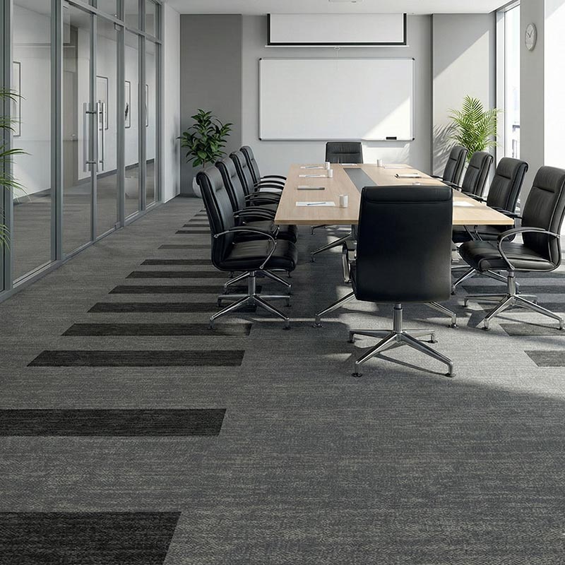 british carpet mills black and grey patterend carpet tiles in office meeting room