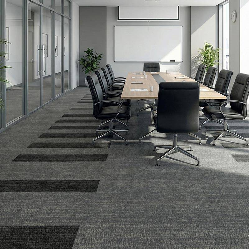 british carpet mills black and grey patterend carpet tiles in office meeting room