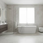 Gerbür Aqua Click Stone Limecrete GBACST 09 Bathroom Vinyl Click Tiles