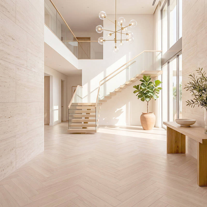 RP Boa Hybrid Herringbone Classic Ivory 06 Villa Foyer Engineered Wood Flooring
