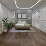 Classic Brown Oak Vinyl Click Herringbone Bed Room