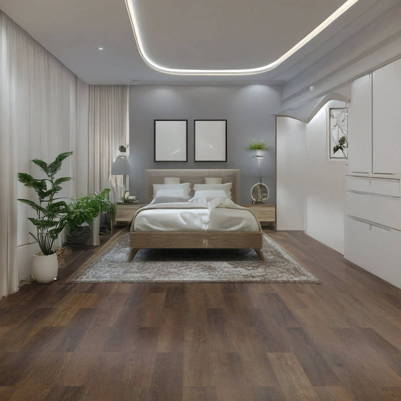 Classic Brown Oak Vinyl Click Herringbone Bed Room