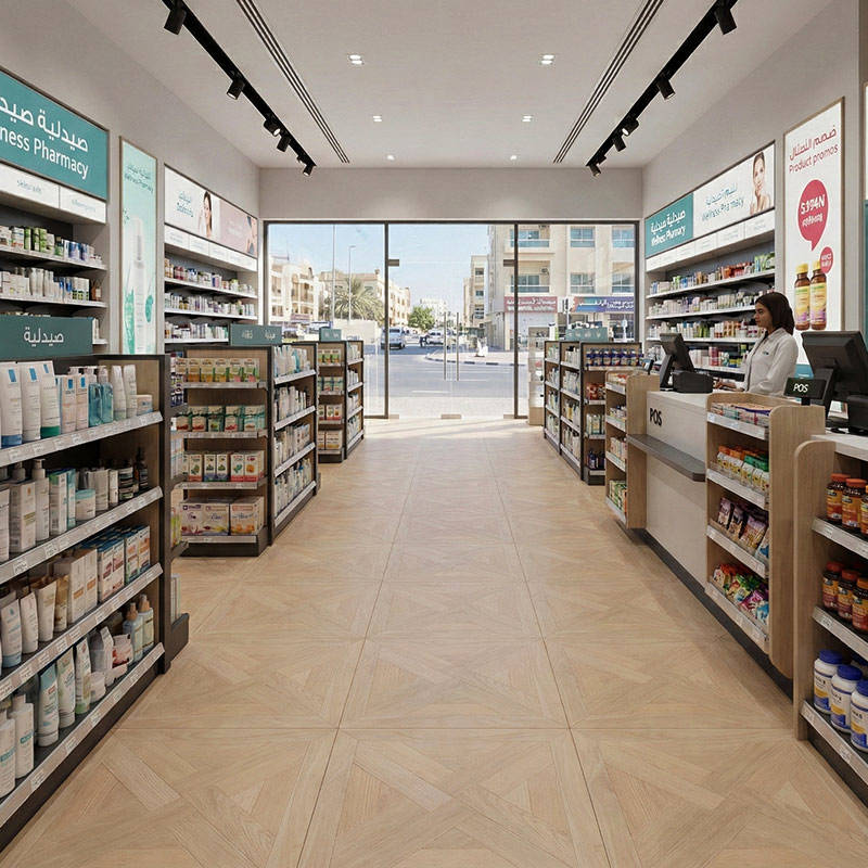 RP Chelsea Square Elegant Wave Tawny 15 Parquetry Wood Flooring Pharmacy