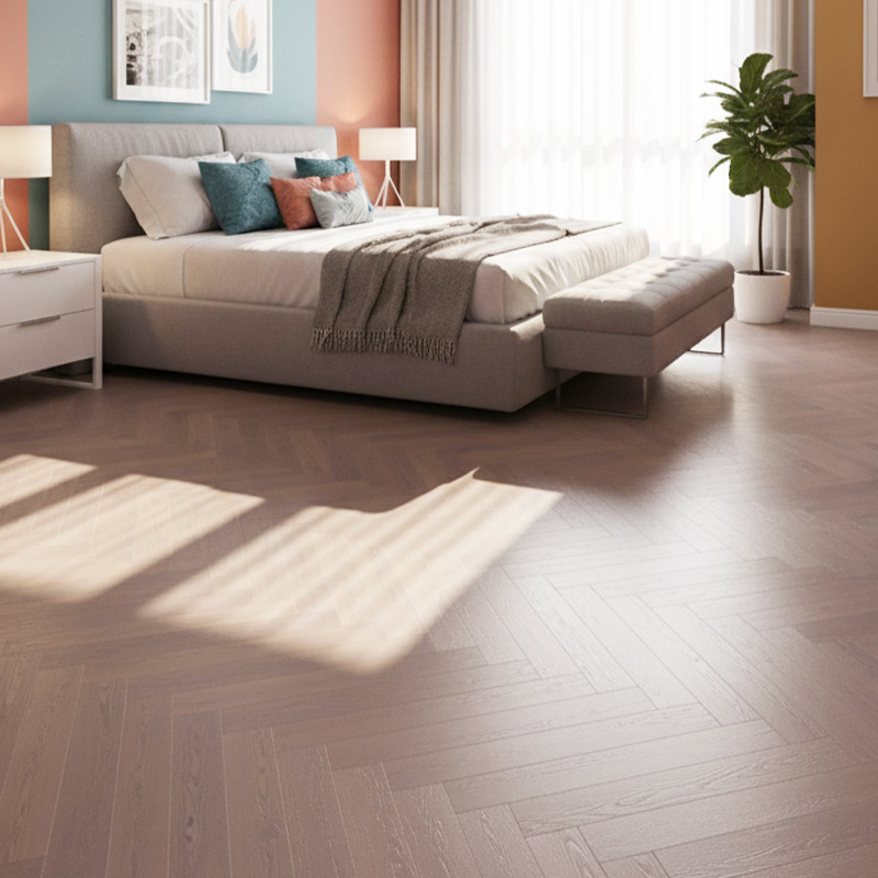 RP Herringbone Basil 18 Engineered Wood Flooring Bedroom
