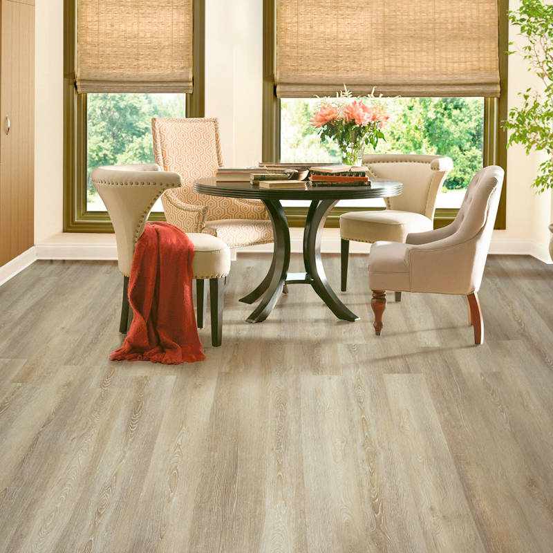 spc engage gerbur oak limed stone plastic composite floor in dining space