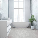 Gerbür Classic Gray Oak Vinyl Click Herringbone Bathroom