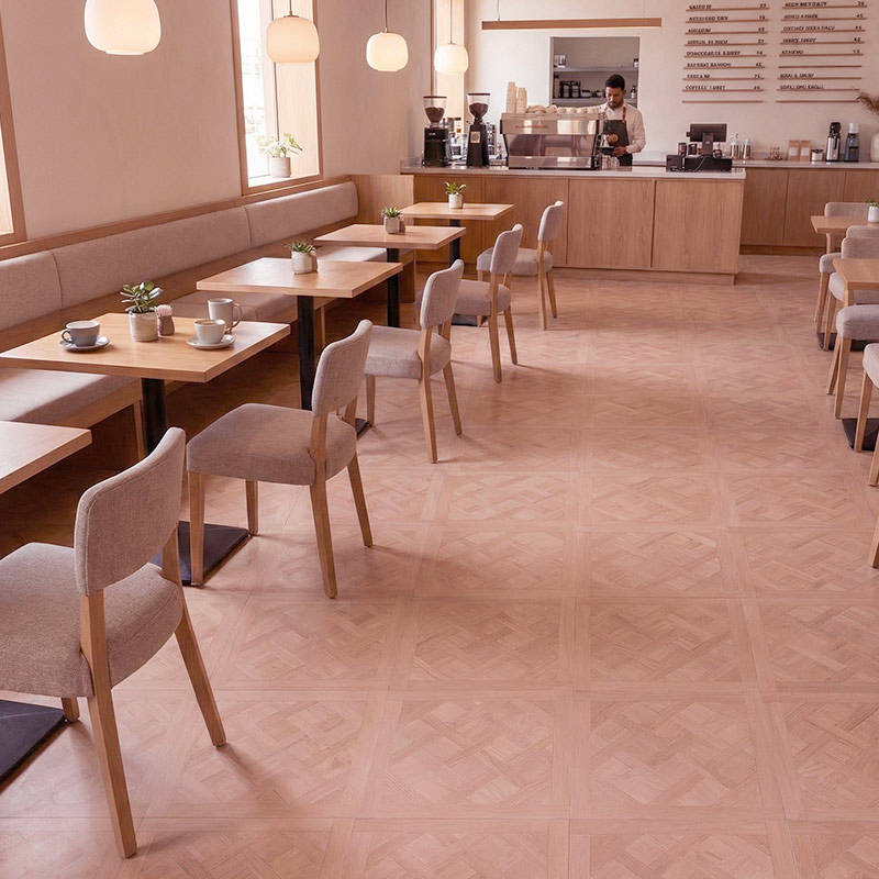 RP Chelsea Square Versailles Cinnamon 21 Parquetry Wood Flooring Coffee Shop