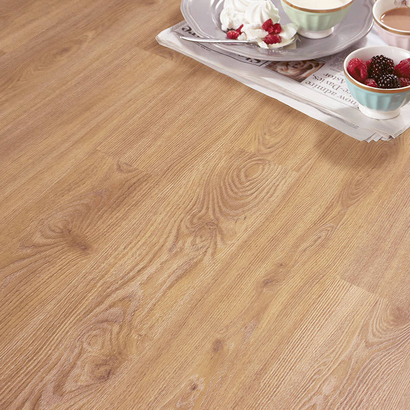 gerbur nature european oak lvt flooring with plate of food