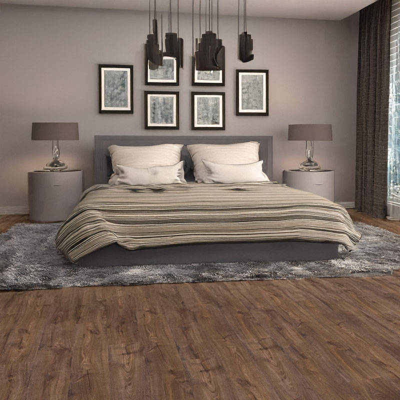 QS Pulse Autumn Oak Chocolate Vinyl Click Bedroom