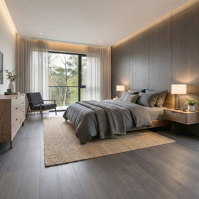 SH Charcoal 10 Engineered Wood Flooring Pinnacle Bedroom Interior
