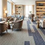 british carpet mills blue and grey irregular patterend carpet in office space