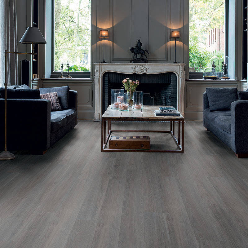 QS Balance Silk Oak Dark Grey Vinyl Click Livingroom