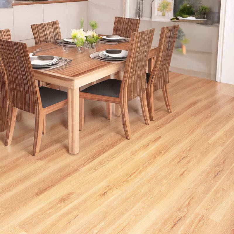 spc engage gerbur golden oak stone plastic composite flooring in dining space