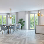 Soft Classic Oak Vinyl Click Herringbone Dining Room