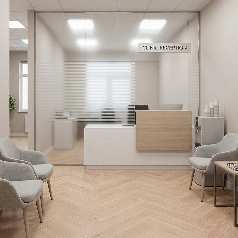 RP Boa Hybrid Herringbone Heather 12 Engineered Wood Flooring Clinic Reception Flooring