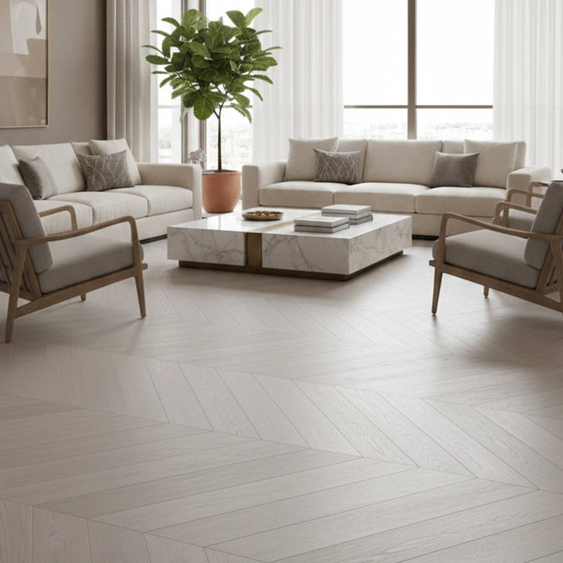 RP Chevron Steel 22 Engineered Wood Flooring Livingroom